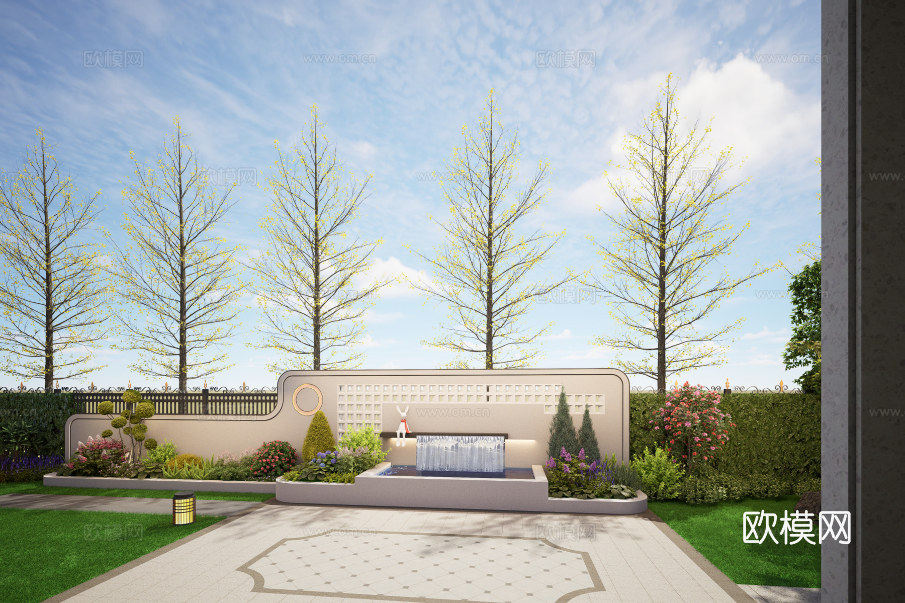 法式，轻法景墙、凉亭su模型