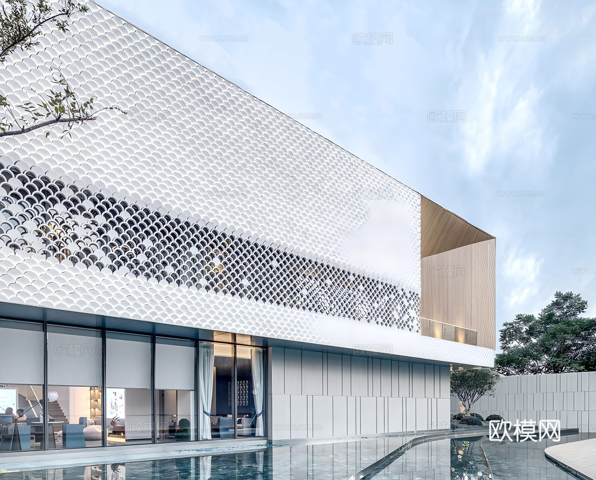 现代售楼处建筑  售楼部su模型