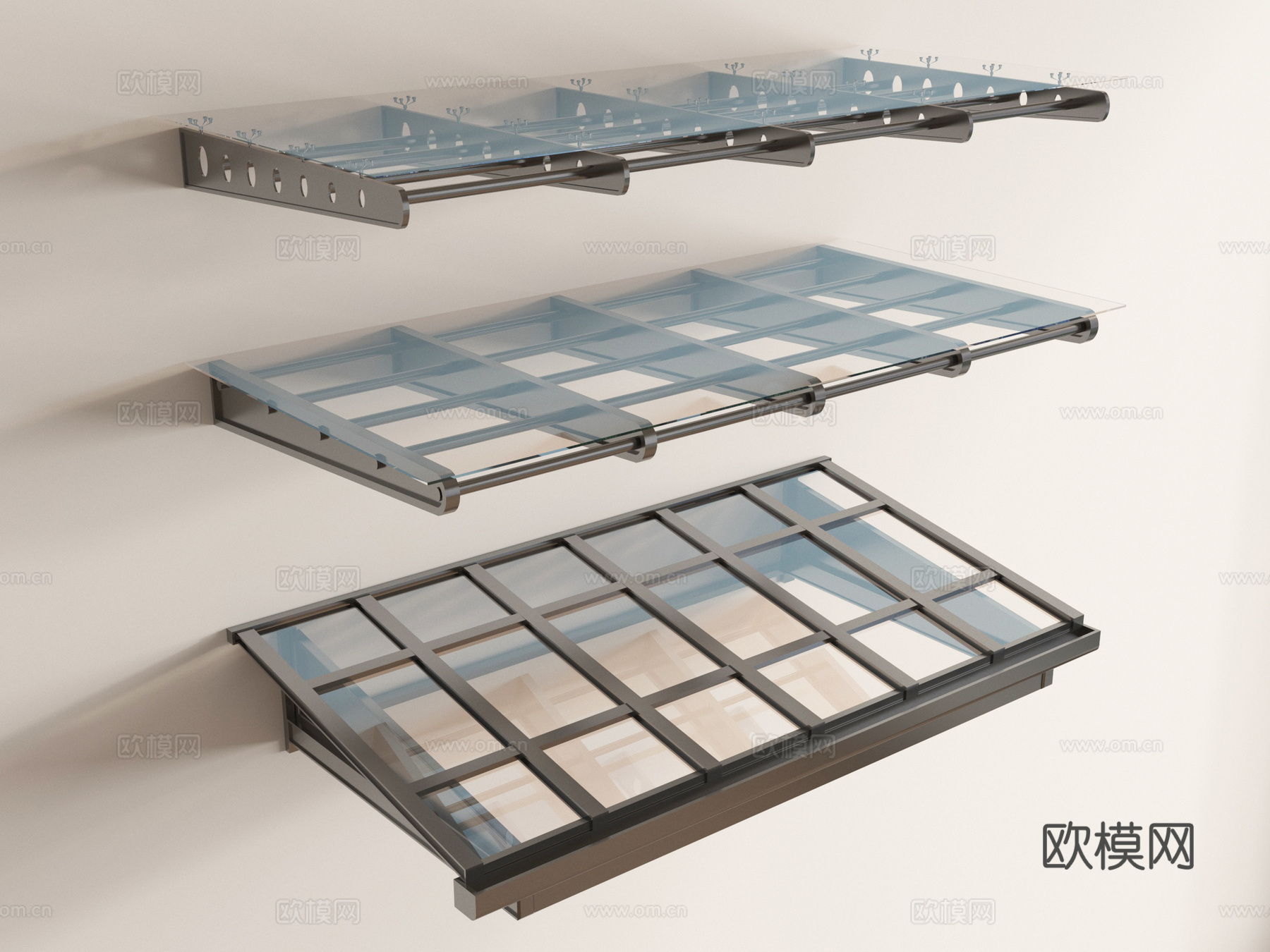 现代玻璃雨棚 玻璃遮阳棚 雨搭遮雨棚 户外雨棚su模型