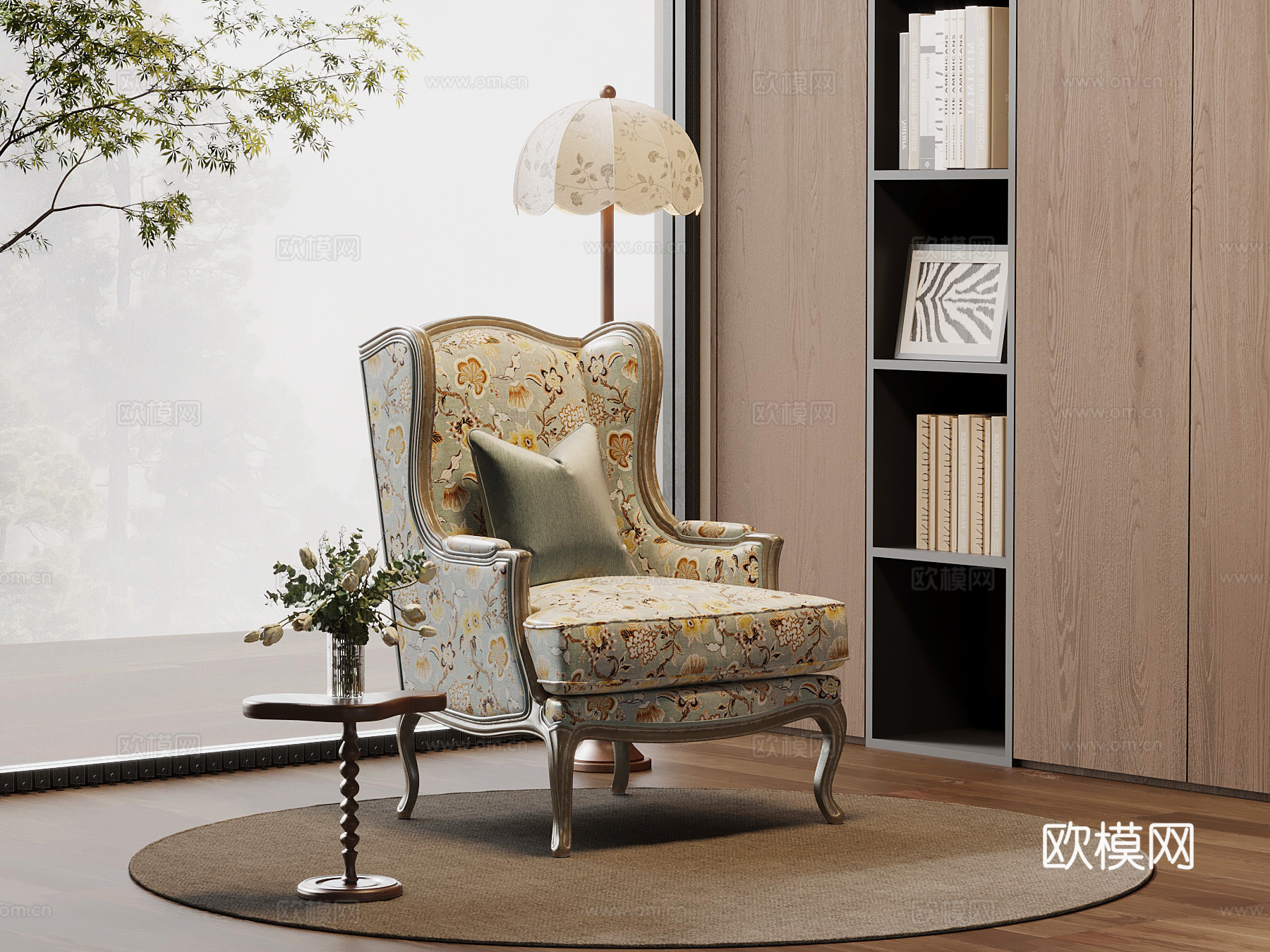 法式休闲椅 边几su模型