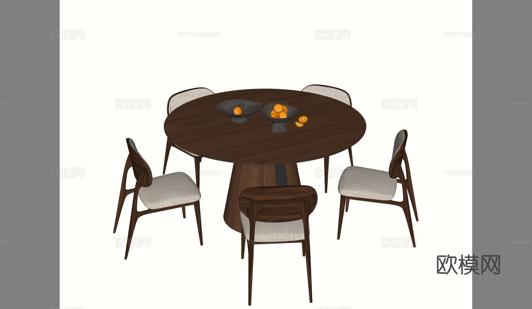 现代新中式餐桌椅su模型