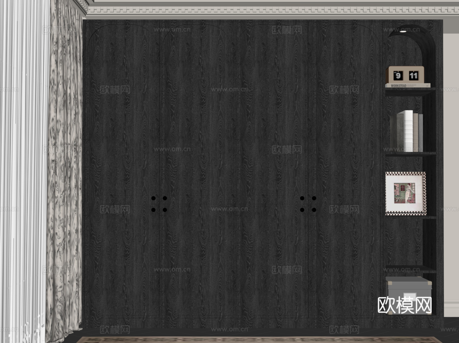 法式衣柜 成品到顶衣柜su模型