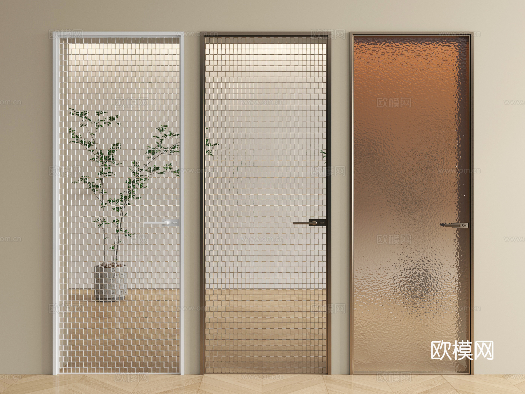 现代玻璃门 单开门 厨卫门 长虹玻璃门su模型