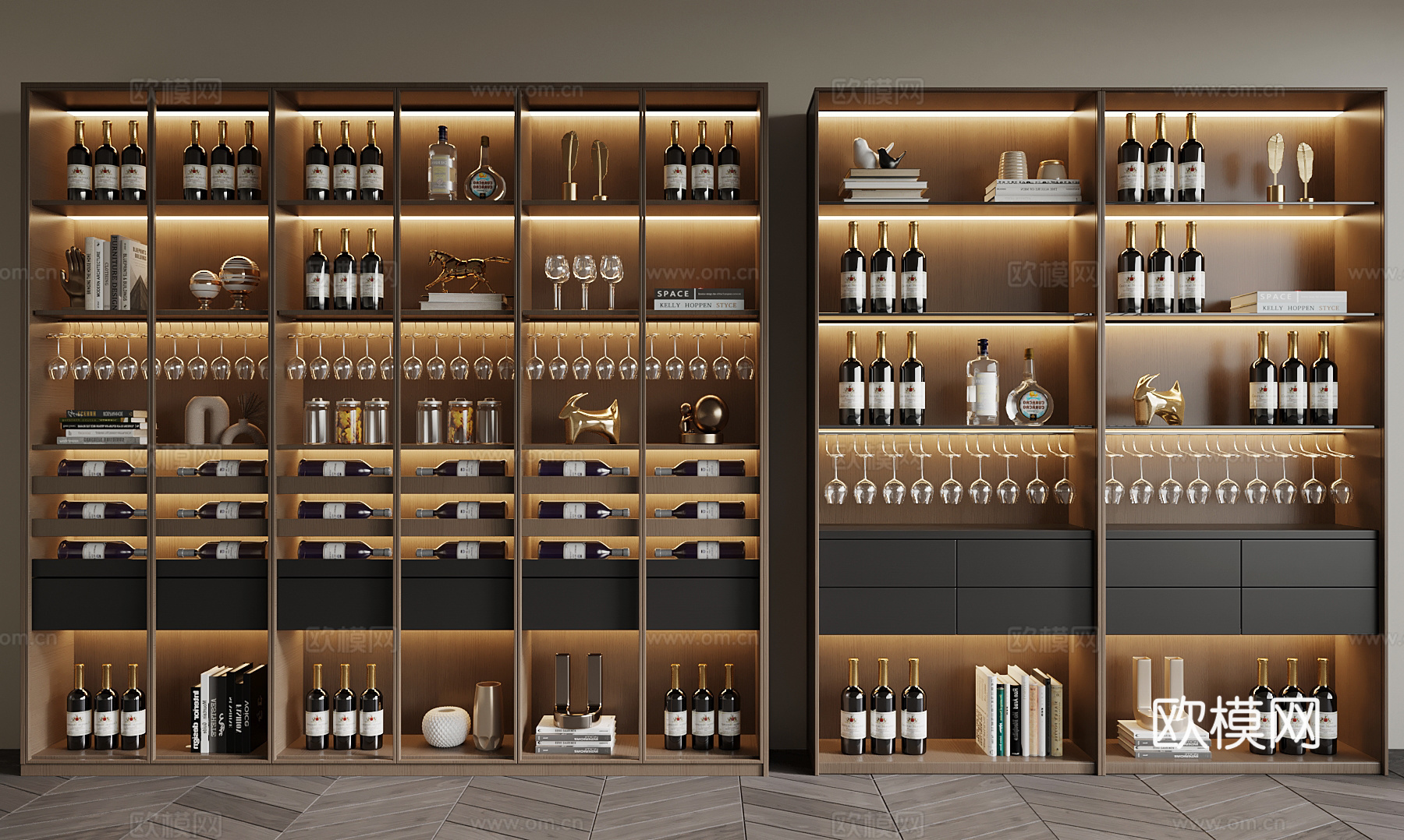 现代意式酒柜su模型