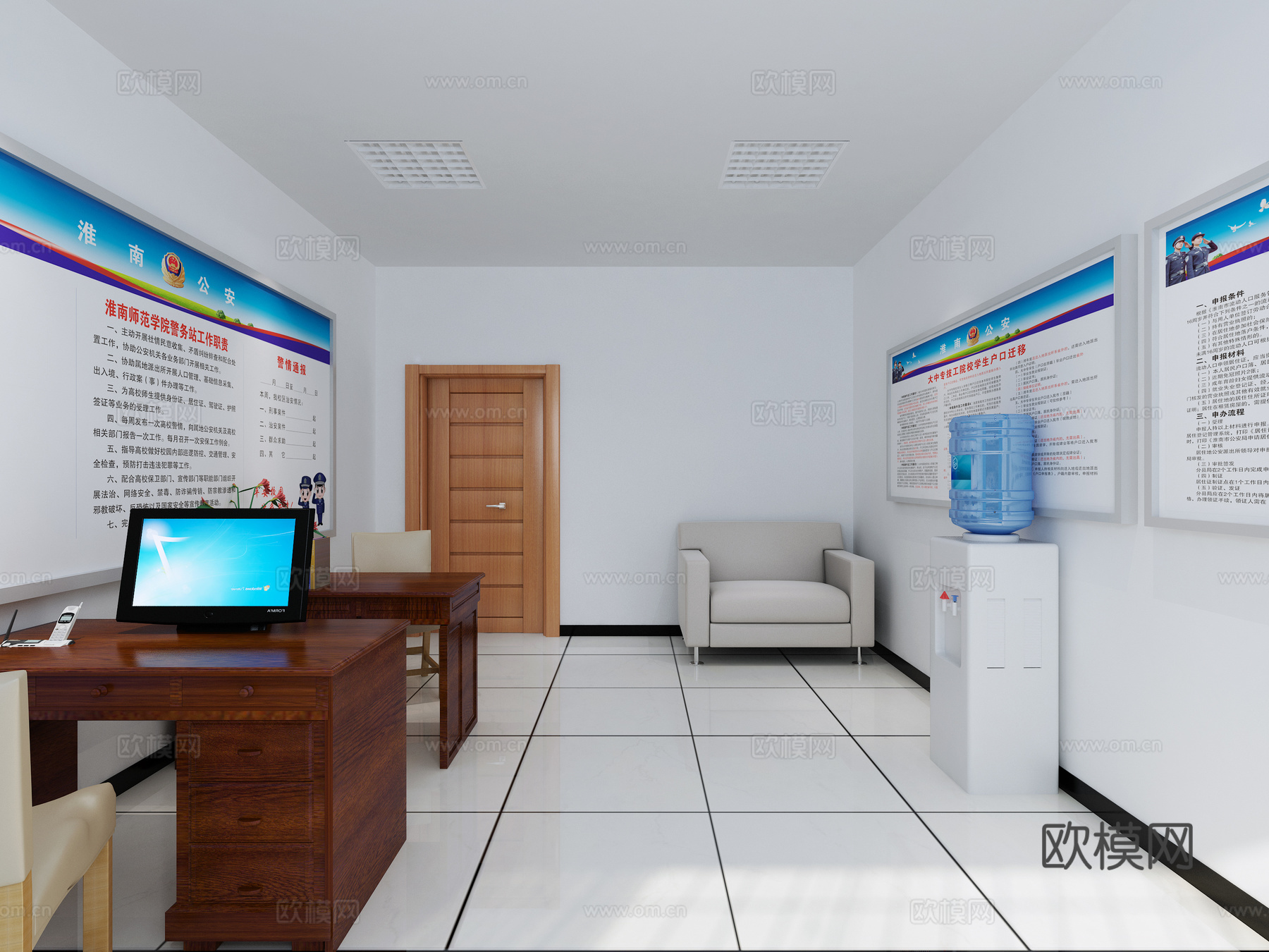 现代警察办公区3d模型