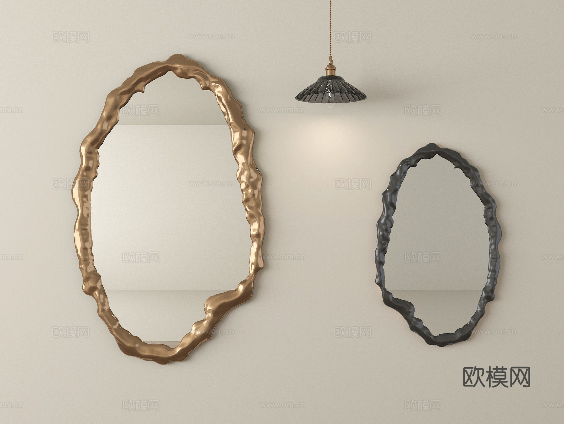 法式中古风化妆镜 梳妆镜 装饰镜 异形镜su模型