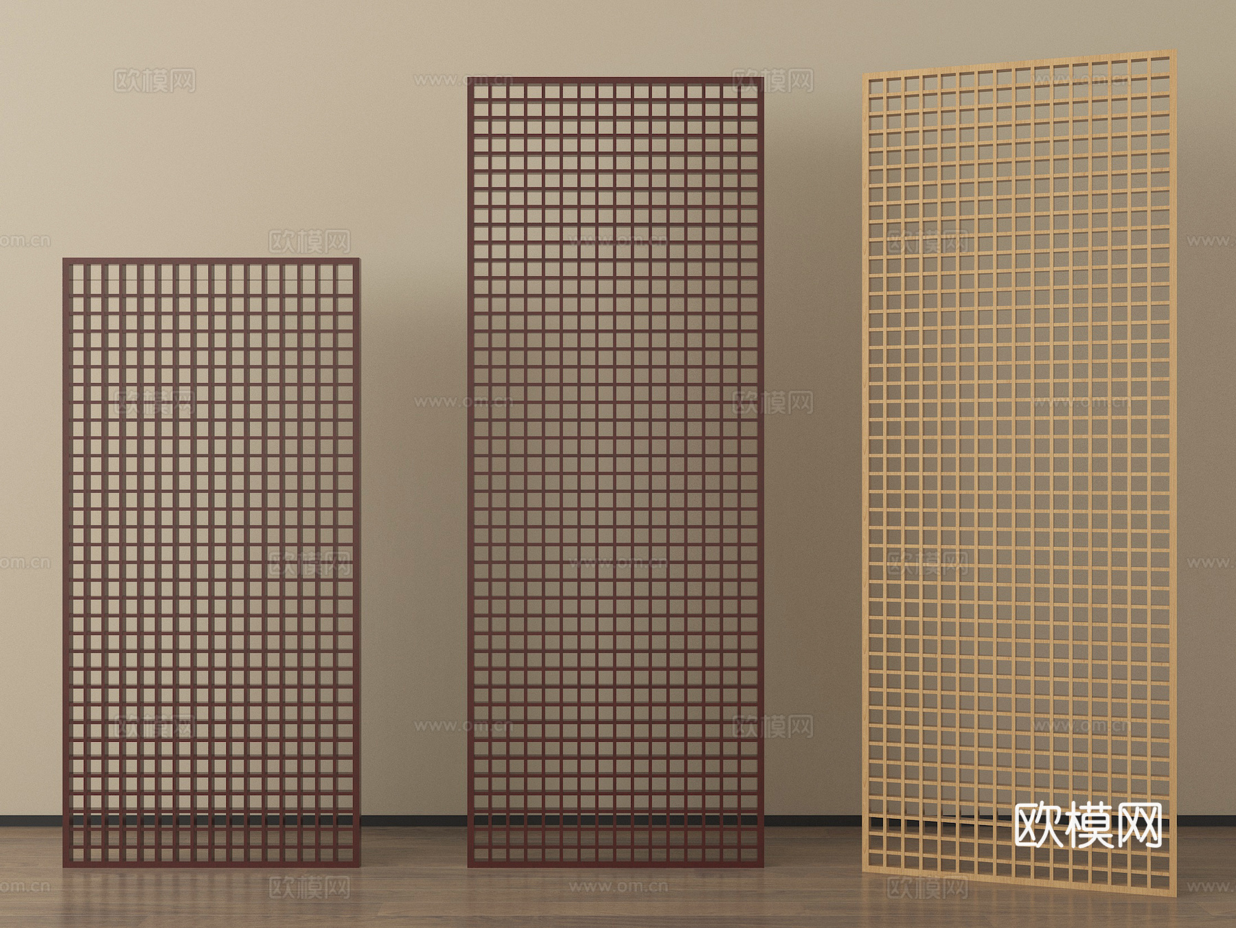 新中式屏风隔断su模型
