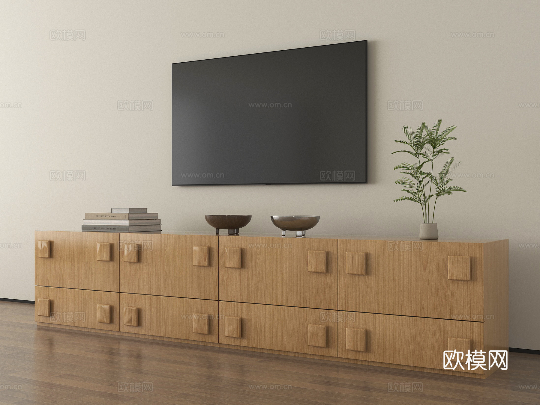 侘寂风电视柜 落地电视柜 边柜 电视 实木电视柜su模型