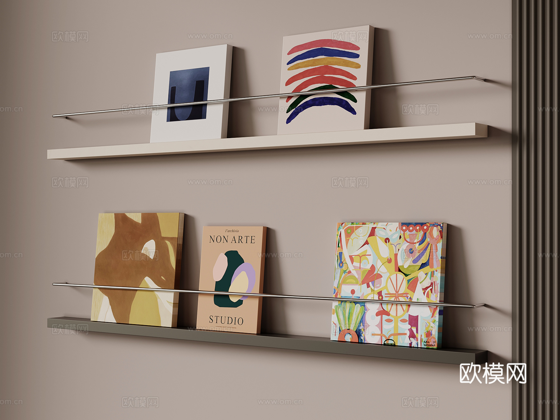 现代书架 极简架子su模型