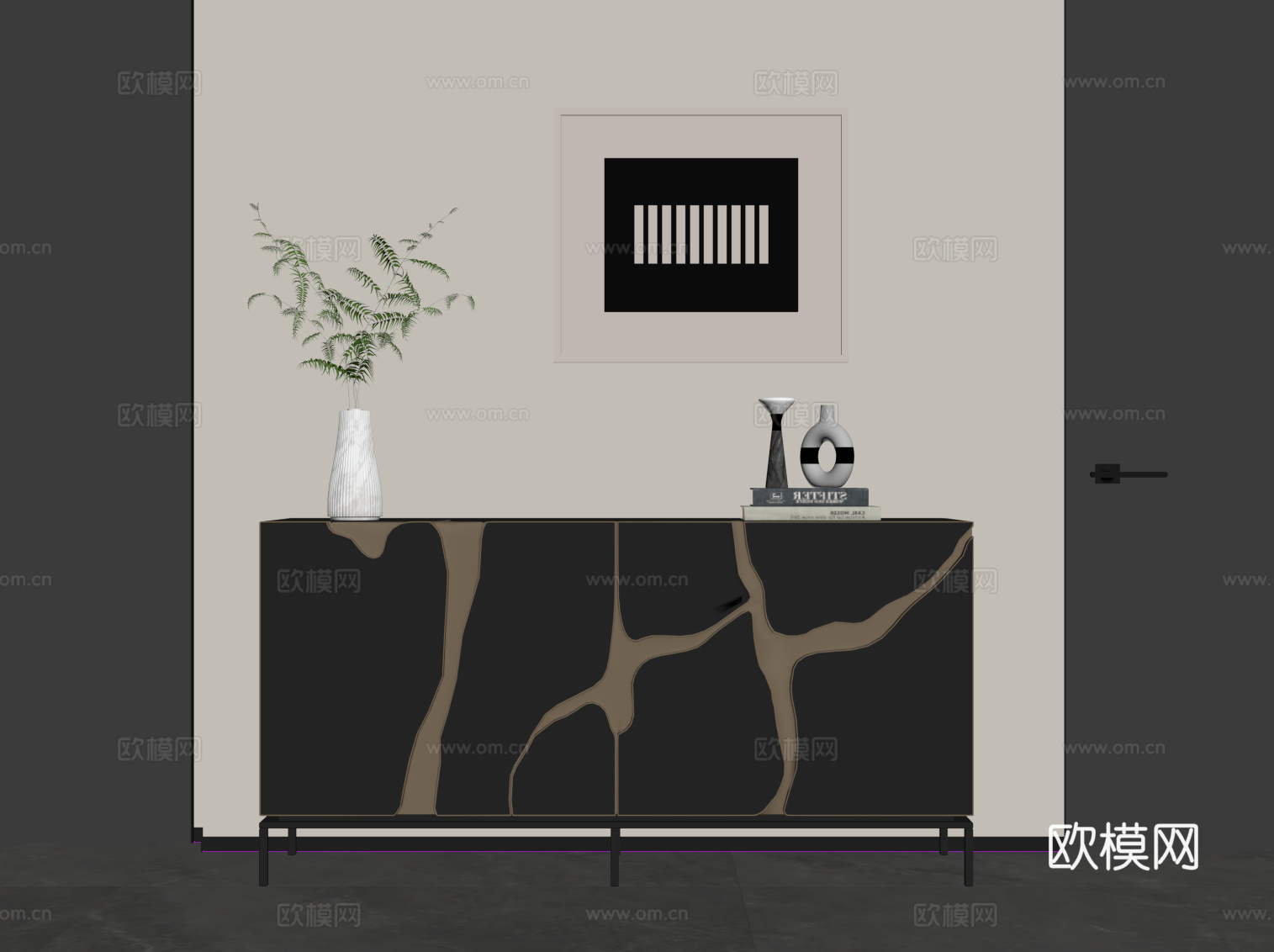 现代简约玄关柜 边柜 端景柜su模型