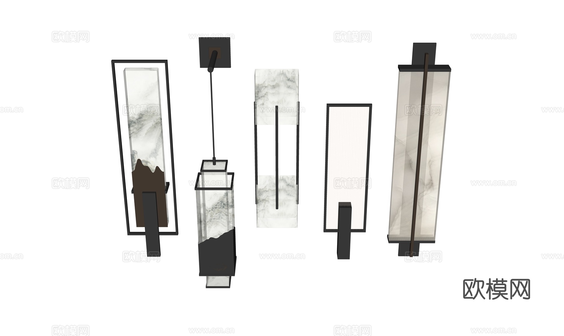 新中式壁灯组合su模型