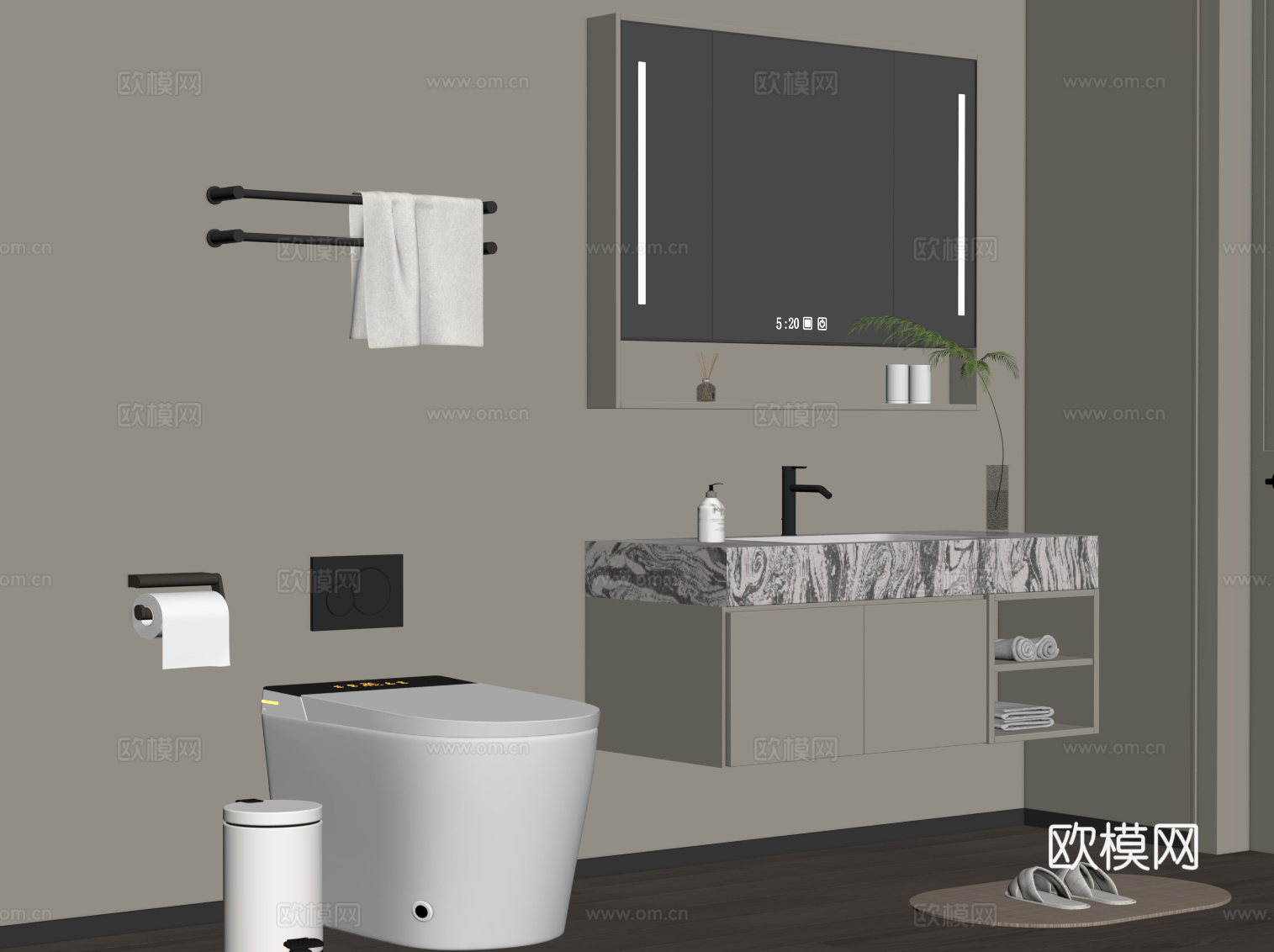 现代浴室柜 卫浴用品su模型
