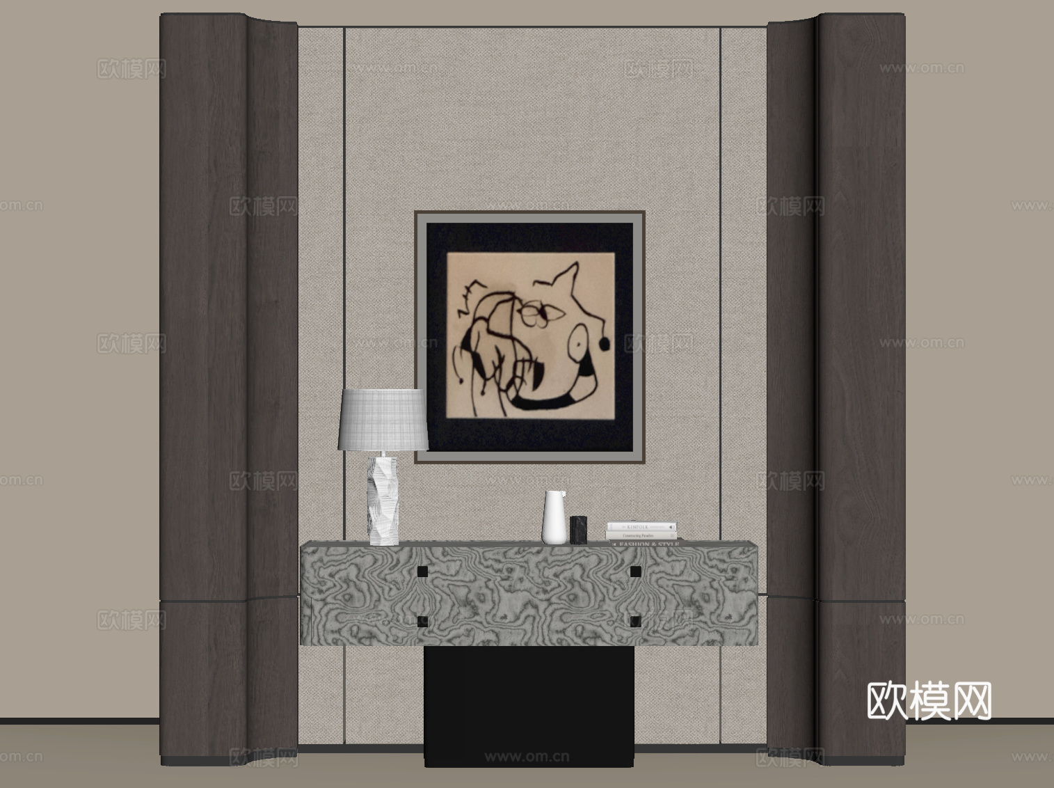 现代玄关 边柜 装饰柜 玄关柜su模型