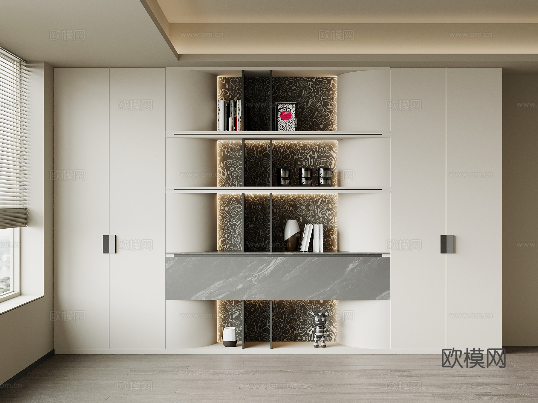 现代意式书柜su模型