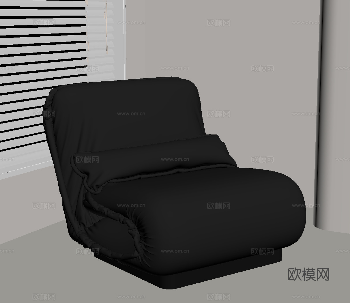 现代意式单人沙发 皮质单人沙发su模型