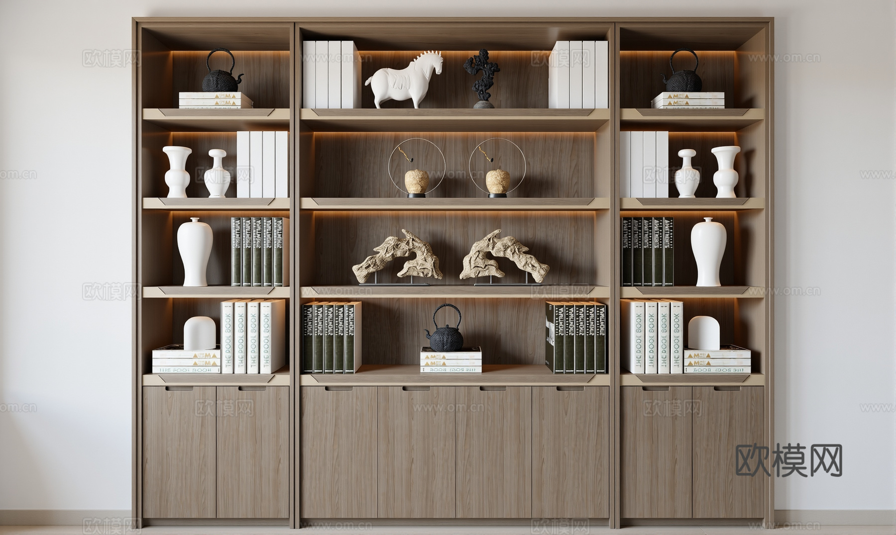 现代装饰柜书柜su模型