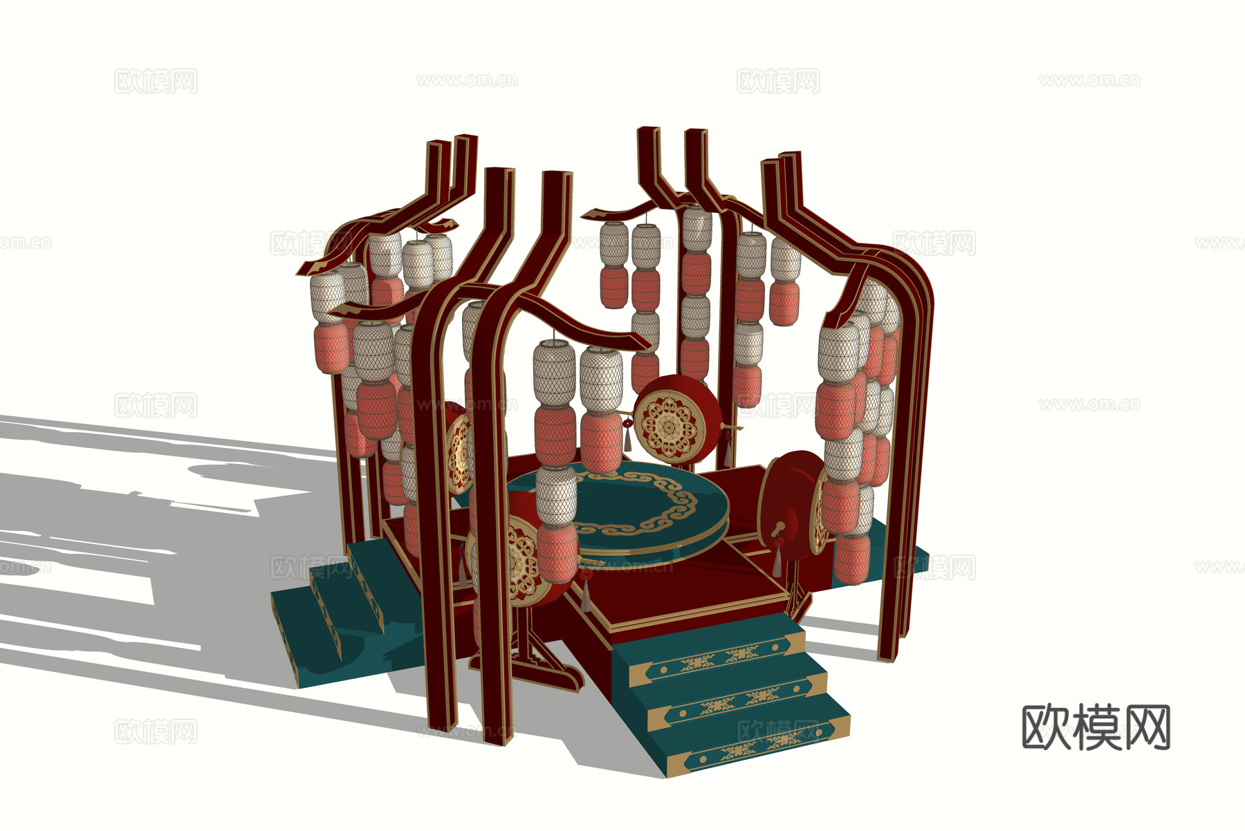 新中式舞台 国风国潮舞台 美陈 网红美陈 商场美陈装置 户外su模型