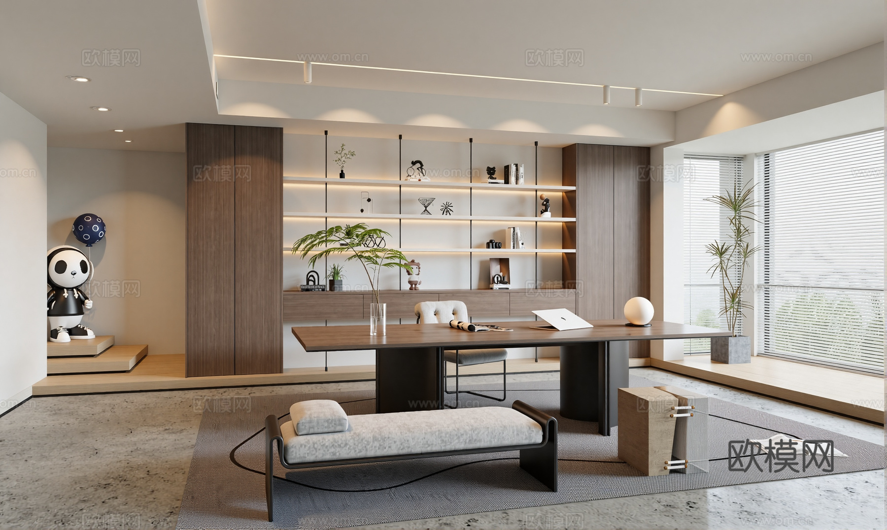 现代网红书房su模型