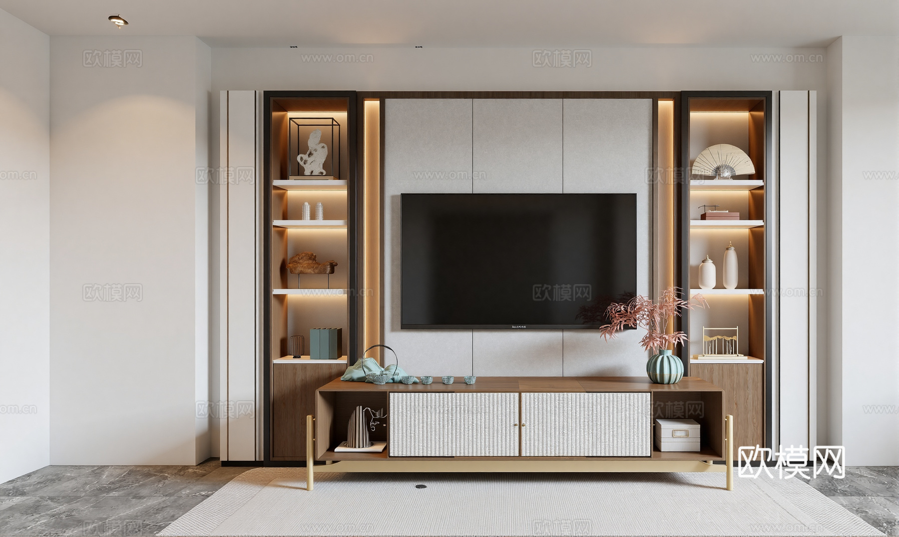 新中式电视柜su模型