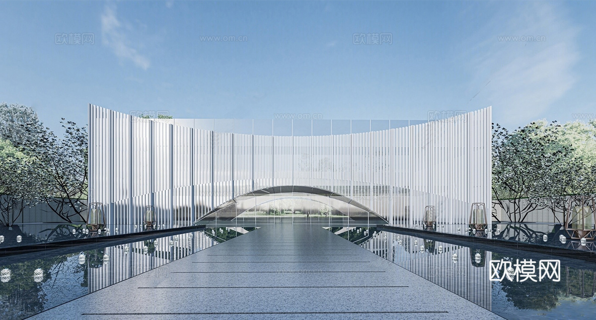 现代售楼处建筑 售楼部建筑su模型