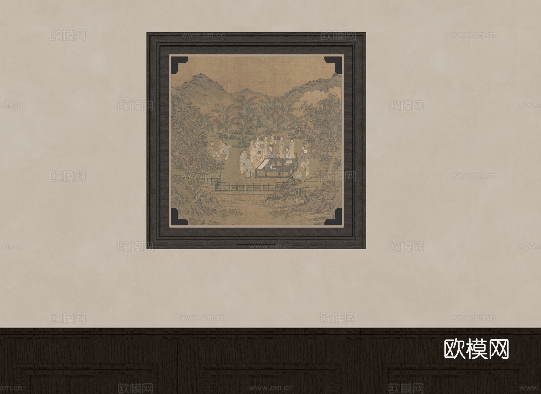 新中式装饰画su模型下载（渲染图2）