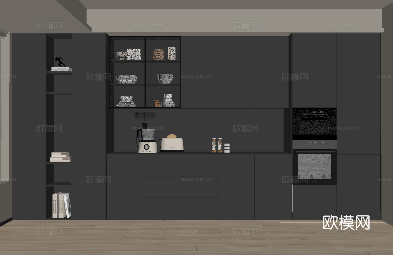 现代意式餐边柜 酒柜su模型