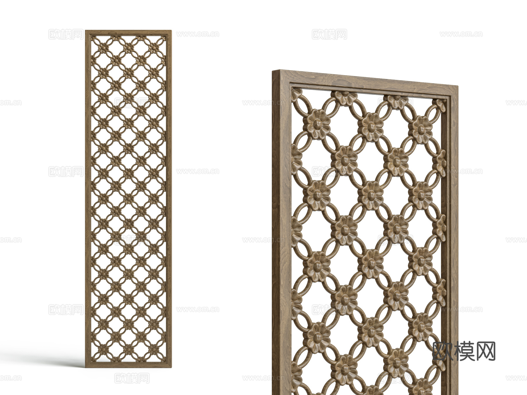 中式镂空雕花隔断屏风su模型