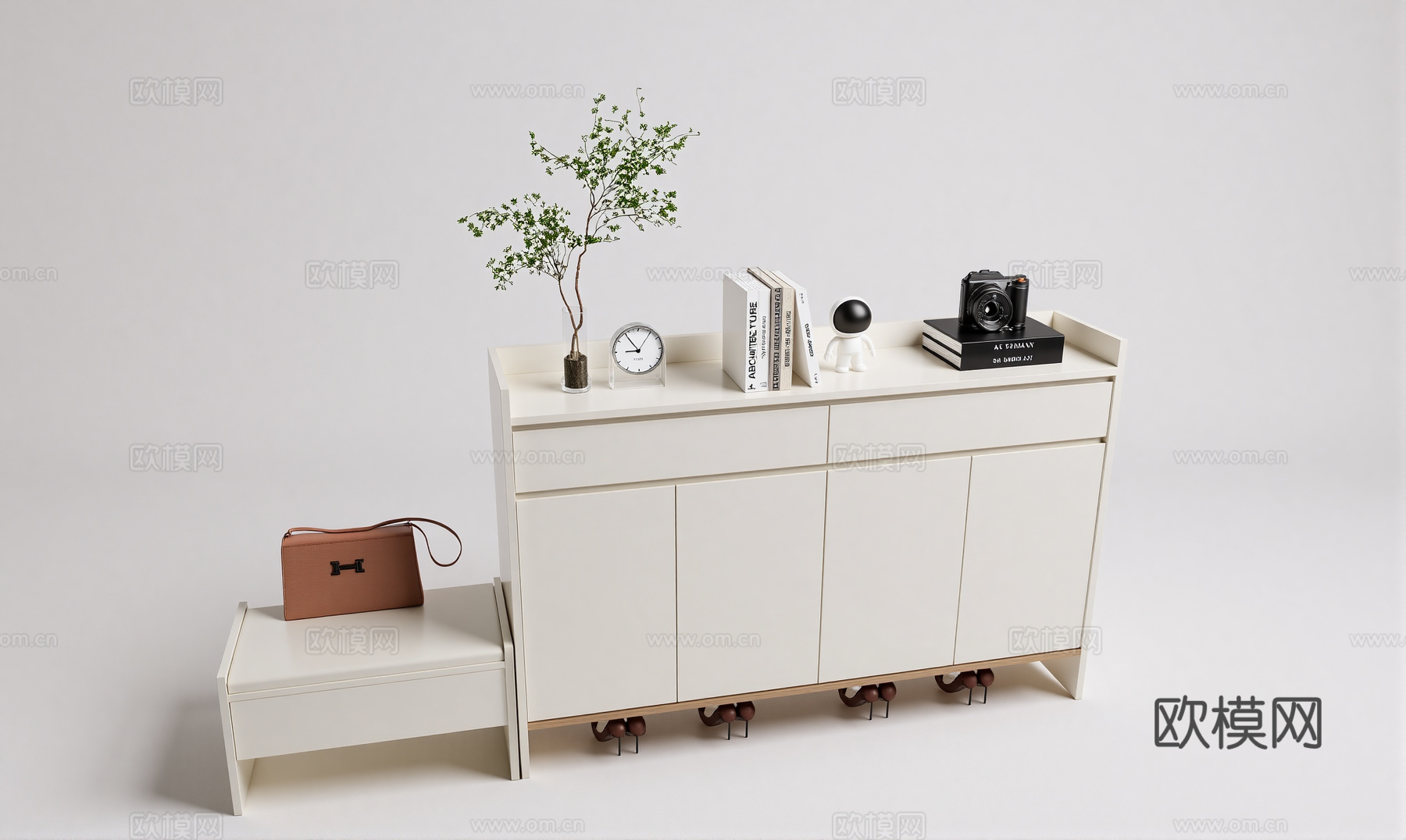 现代边柜鞋柜换鞋凳su模型