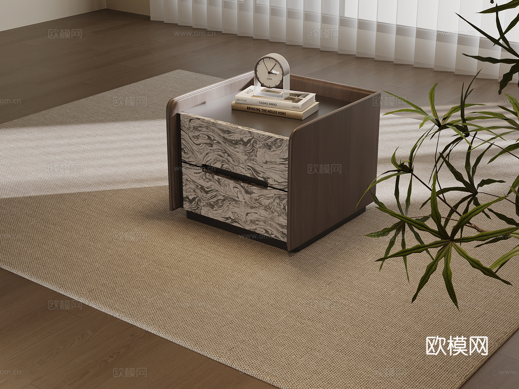 现代意式床头柜su模型