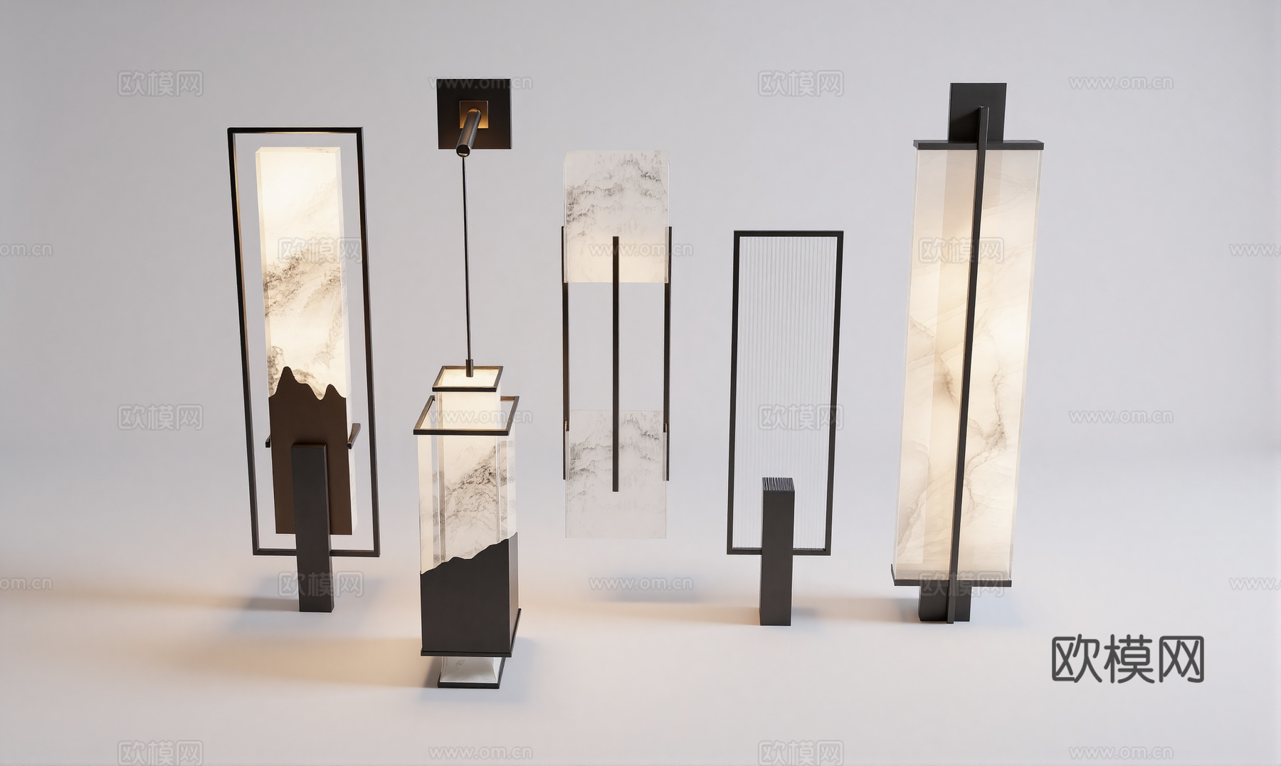 新中式壁灯组合su模型