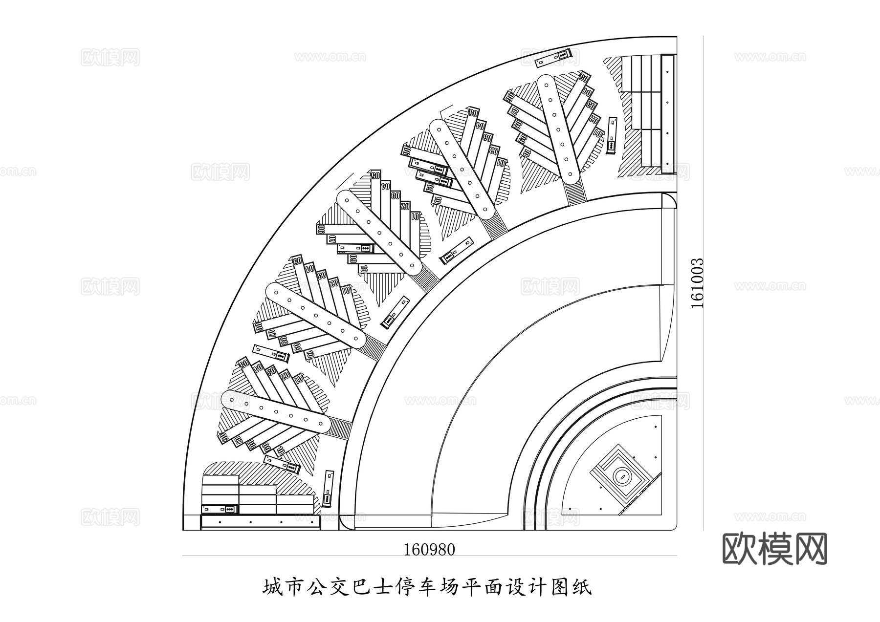 城市公交巴士停车场 公交车辆停保场 城市公交枢纽停车场cad施工图