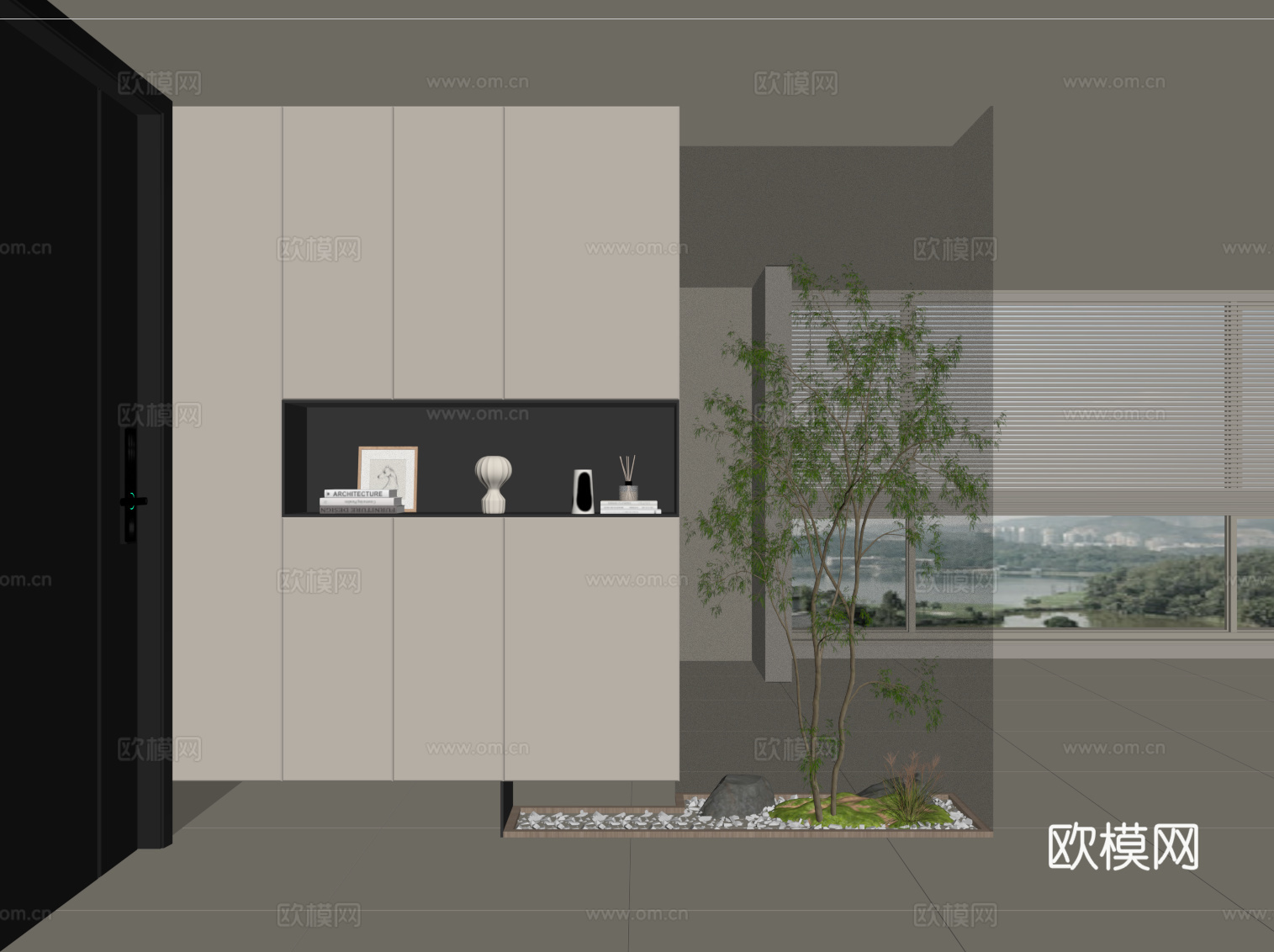 现代意式简约鞋柜 入户鞋柜su模型