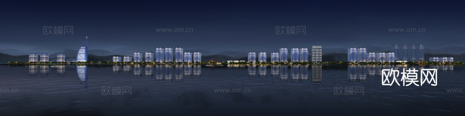 现代 建筑立面 夜景 酒店建筑3D模型3d模型