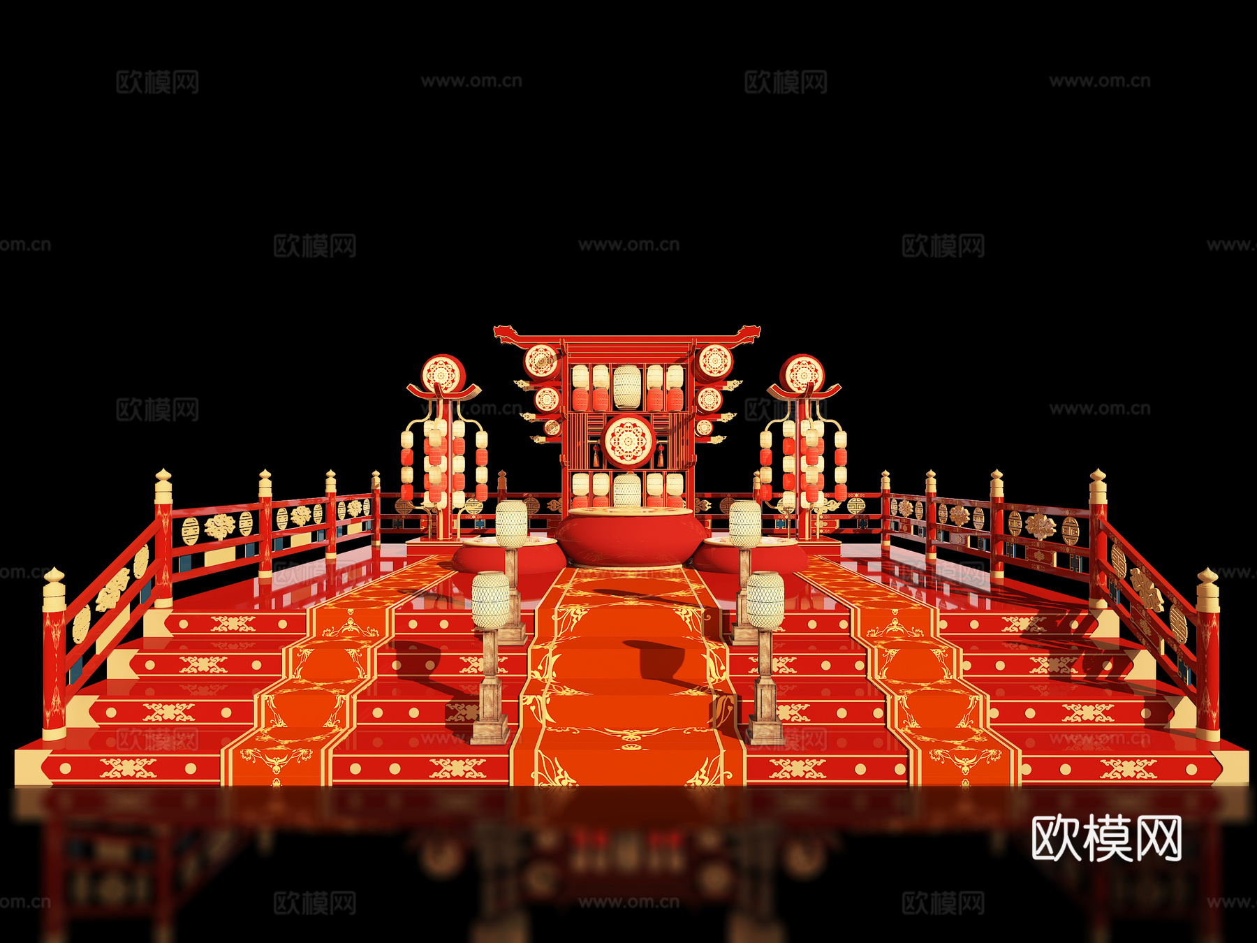 新中式舞台 国风国潮舞台 美陈 网红美陈 商场美陈装置 户外su模型