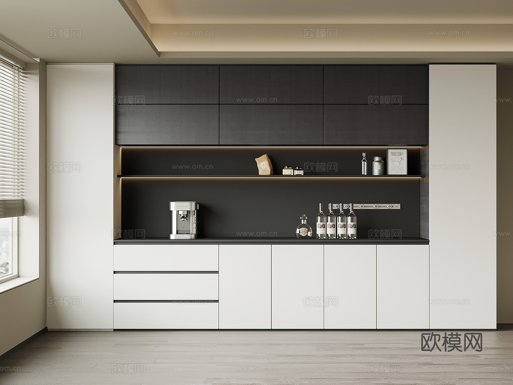 现代意式酒柜 餐边柜su模型