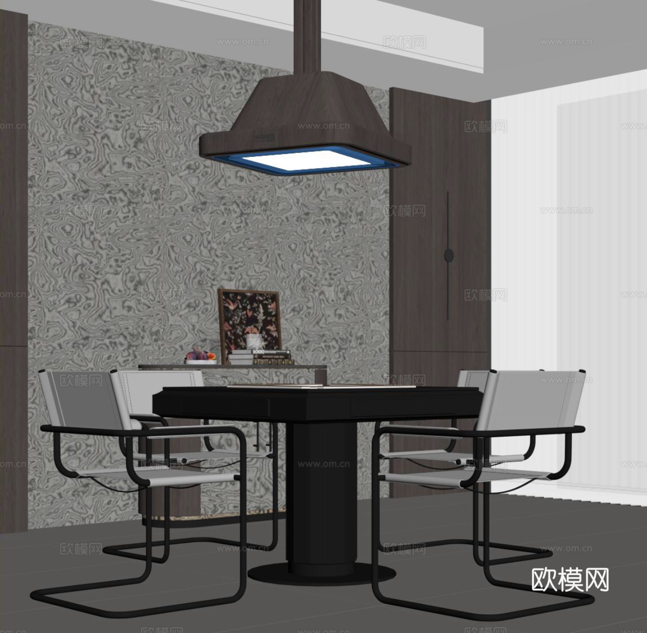 现代棋牌室 麻将桌 棋牌桌su模型