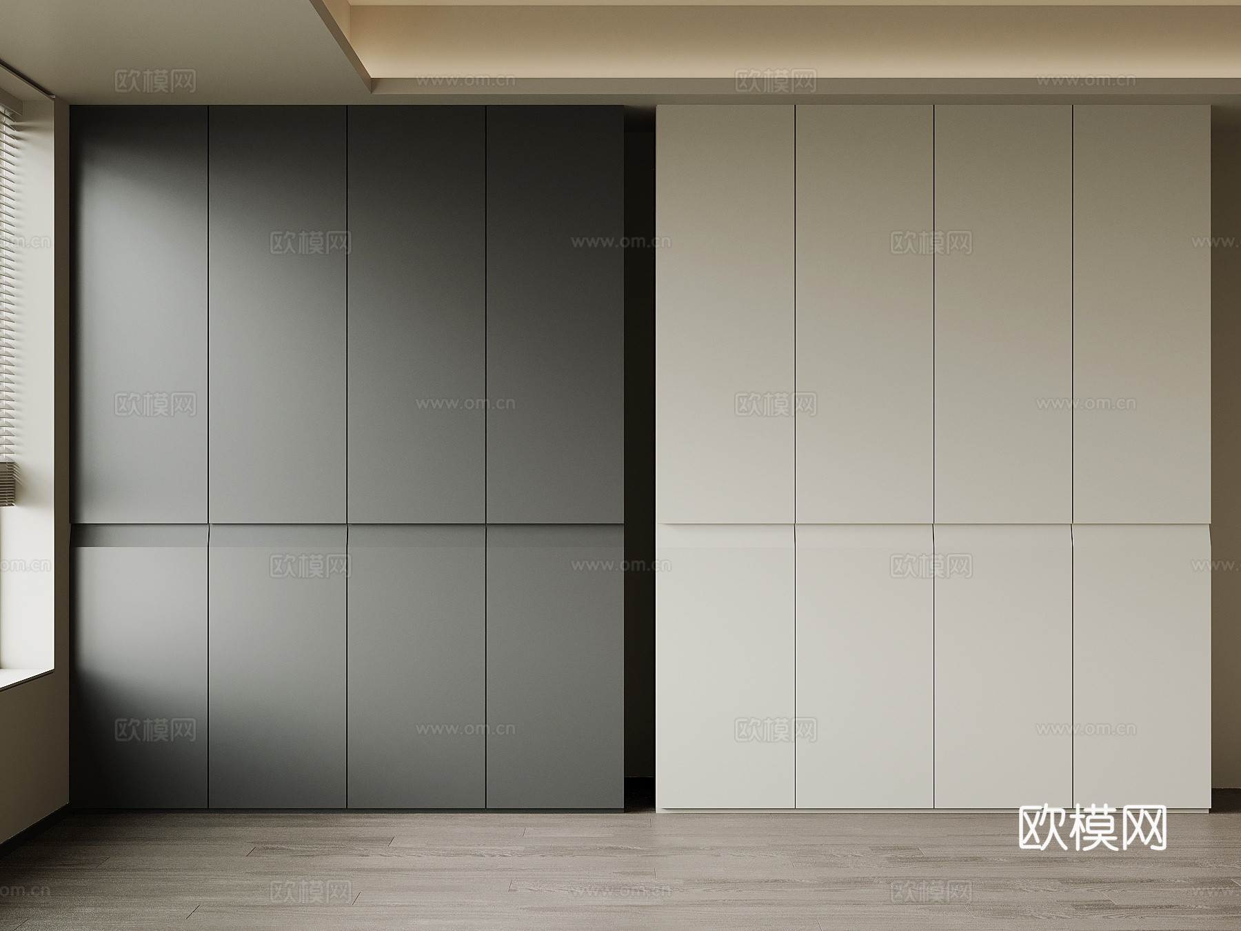 现代极简衣柜3d模型下载
