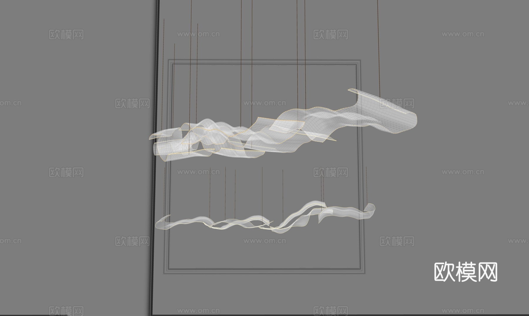 现代轻奢丝绸吊灯su模型