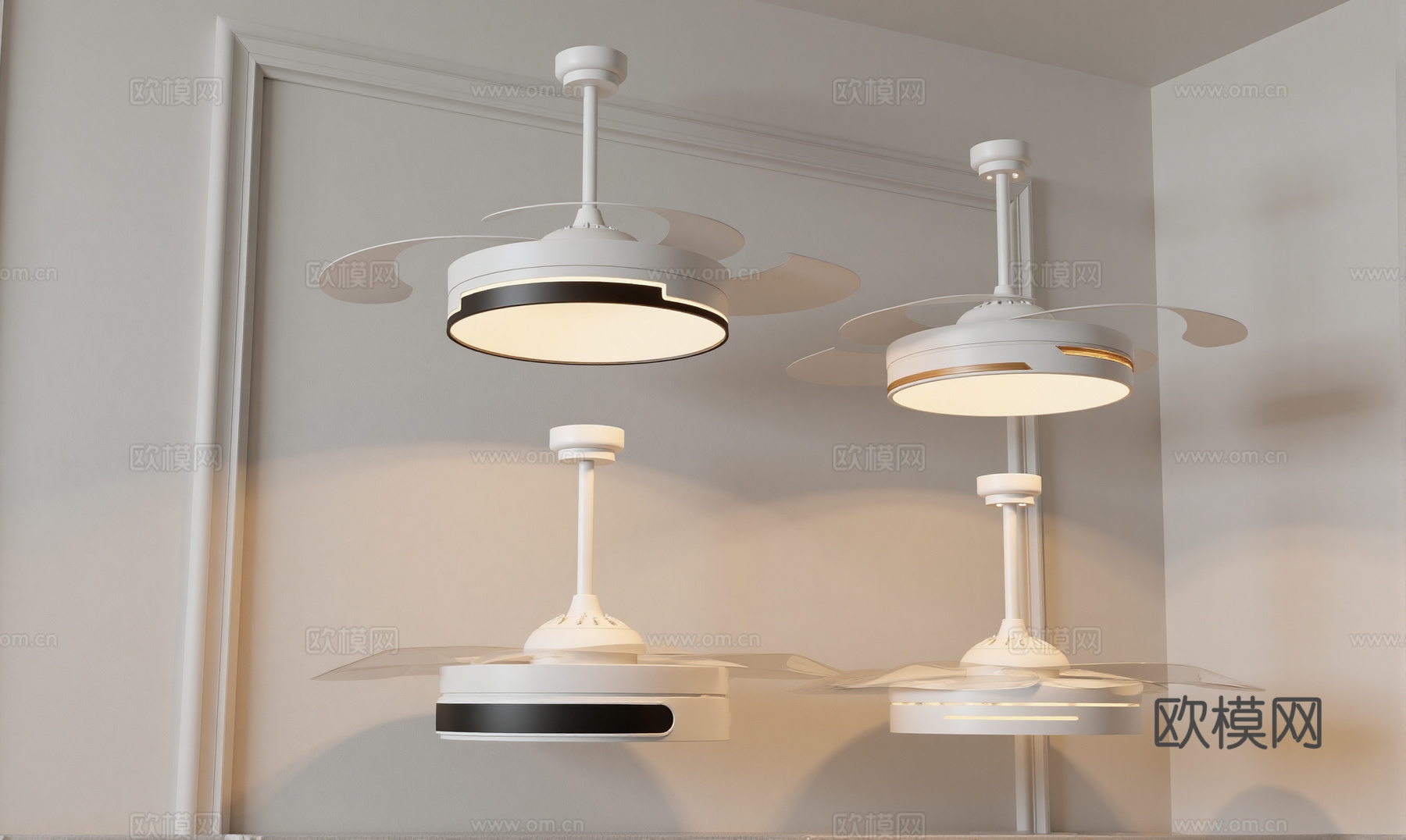 现代风扇吊灯su模型