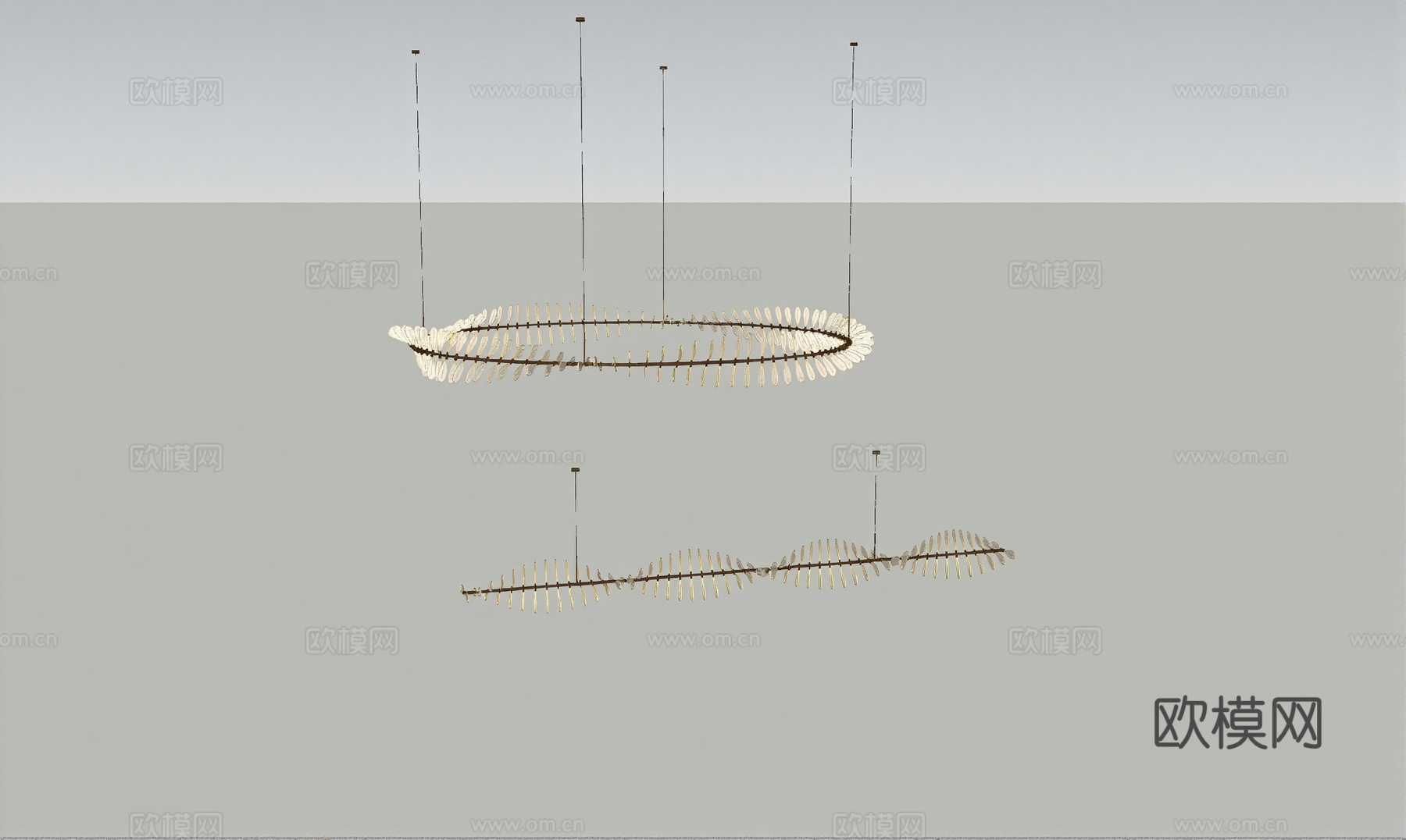 现代水晶吊灯 艺术吊灯su模型