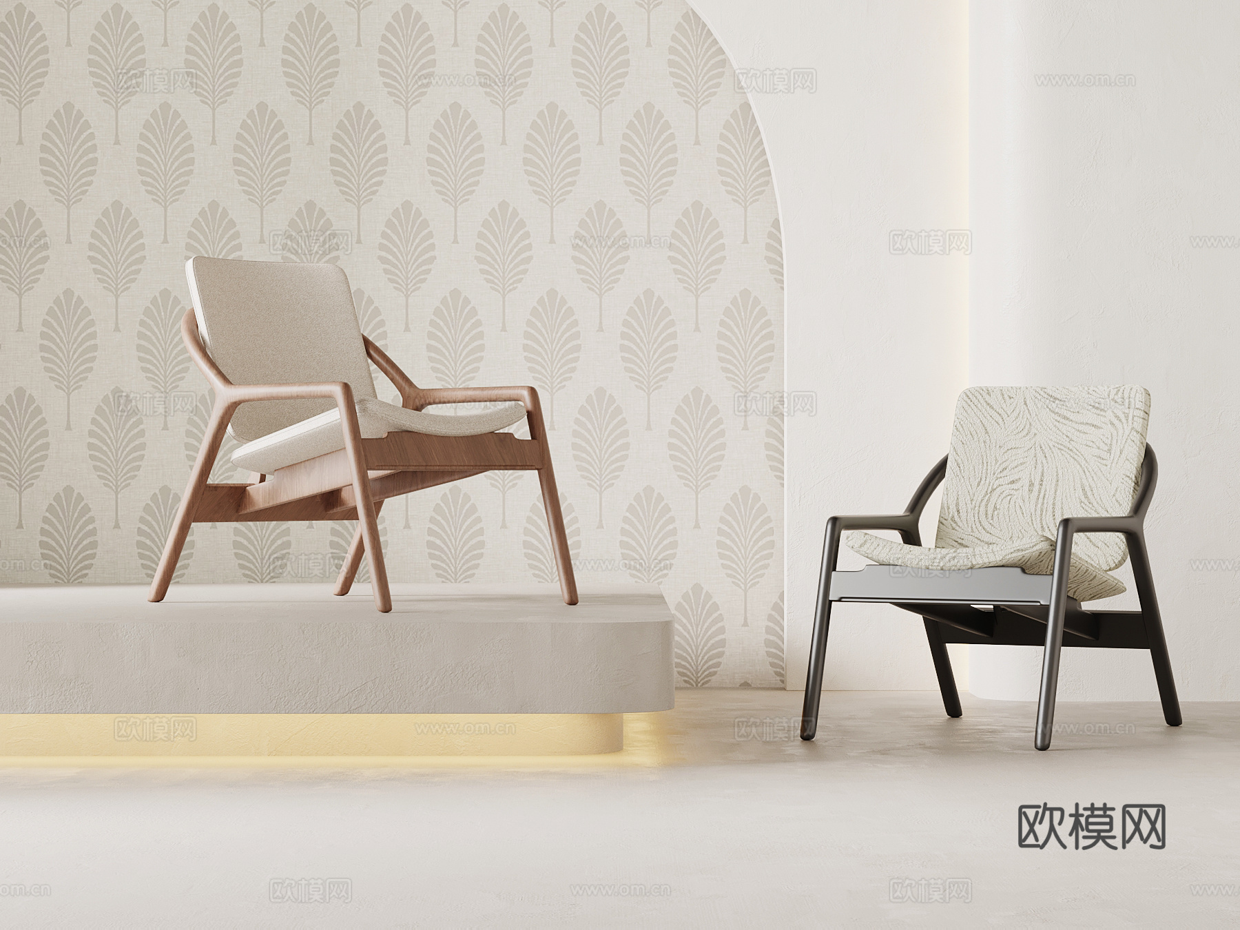 现代中古风休闲椅 躺椅su模型