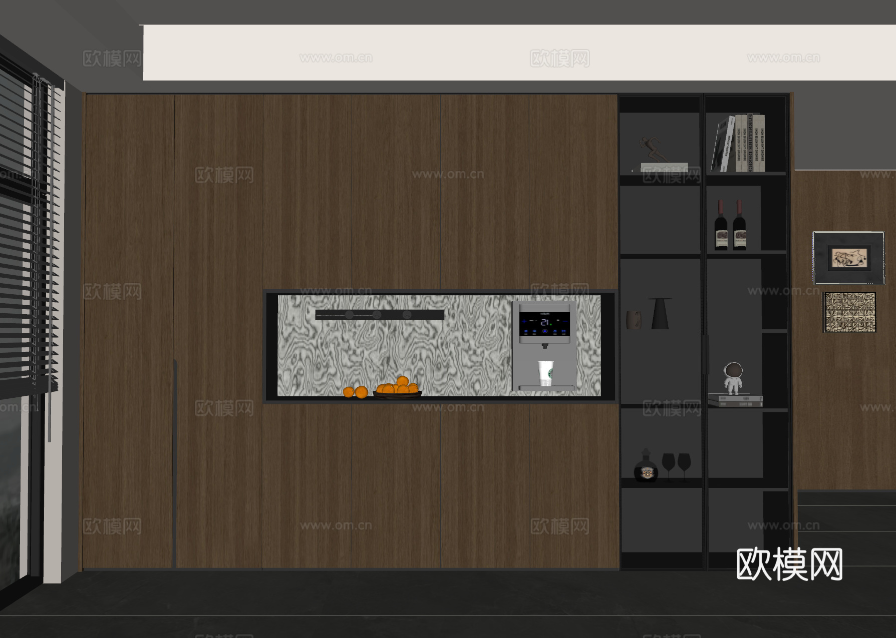 现代意式酒柜 餐边柜su模型下载（渲染图2）