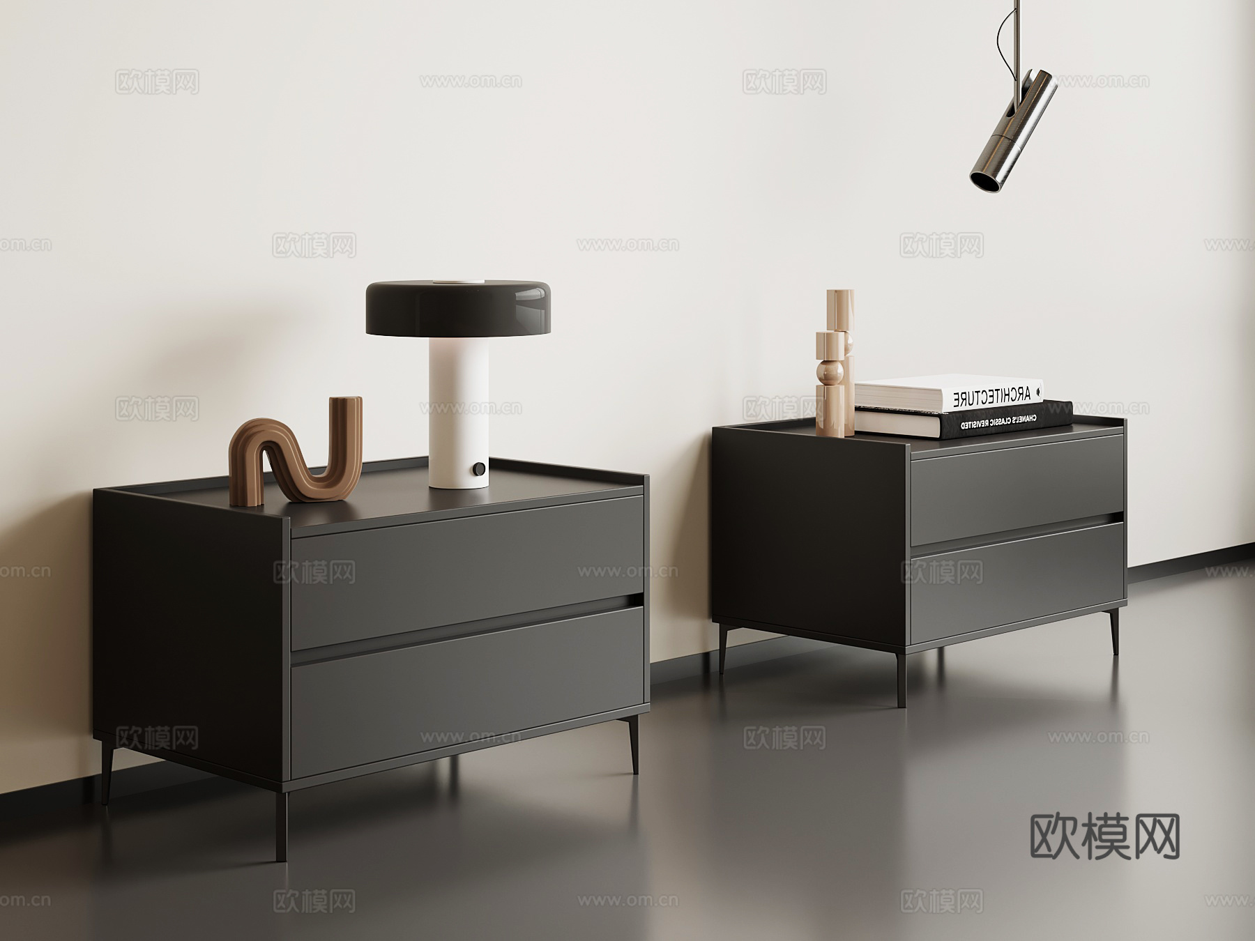 现代意式床头柜su模型
