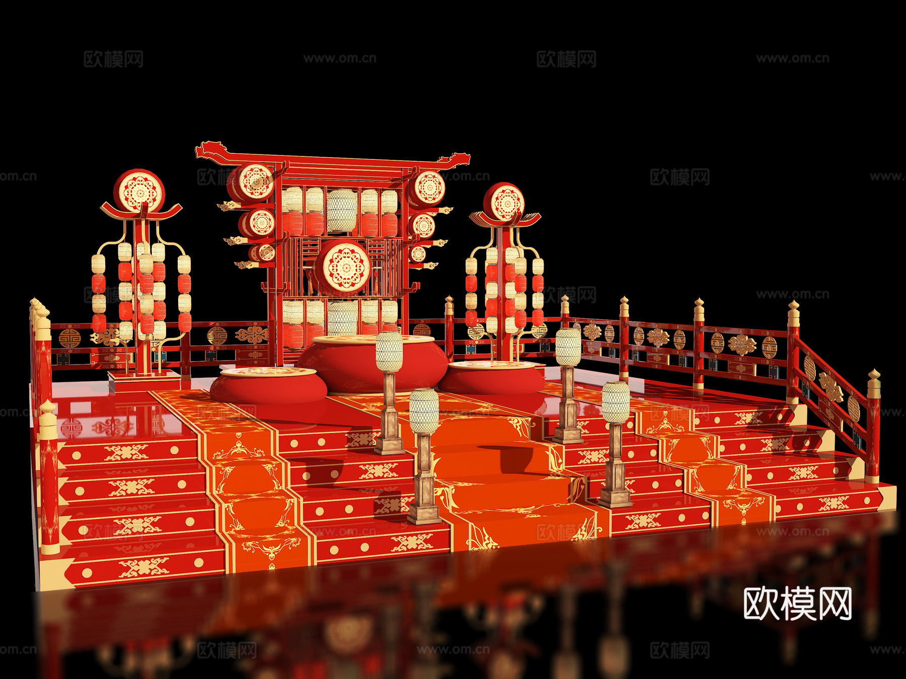 新中式舞台 国风国潮舞台 美陈 网红美陈 商场美陈装置 户外su模型