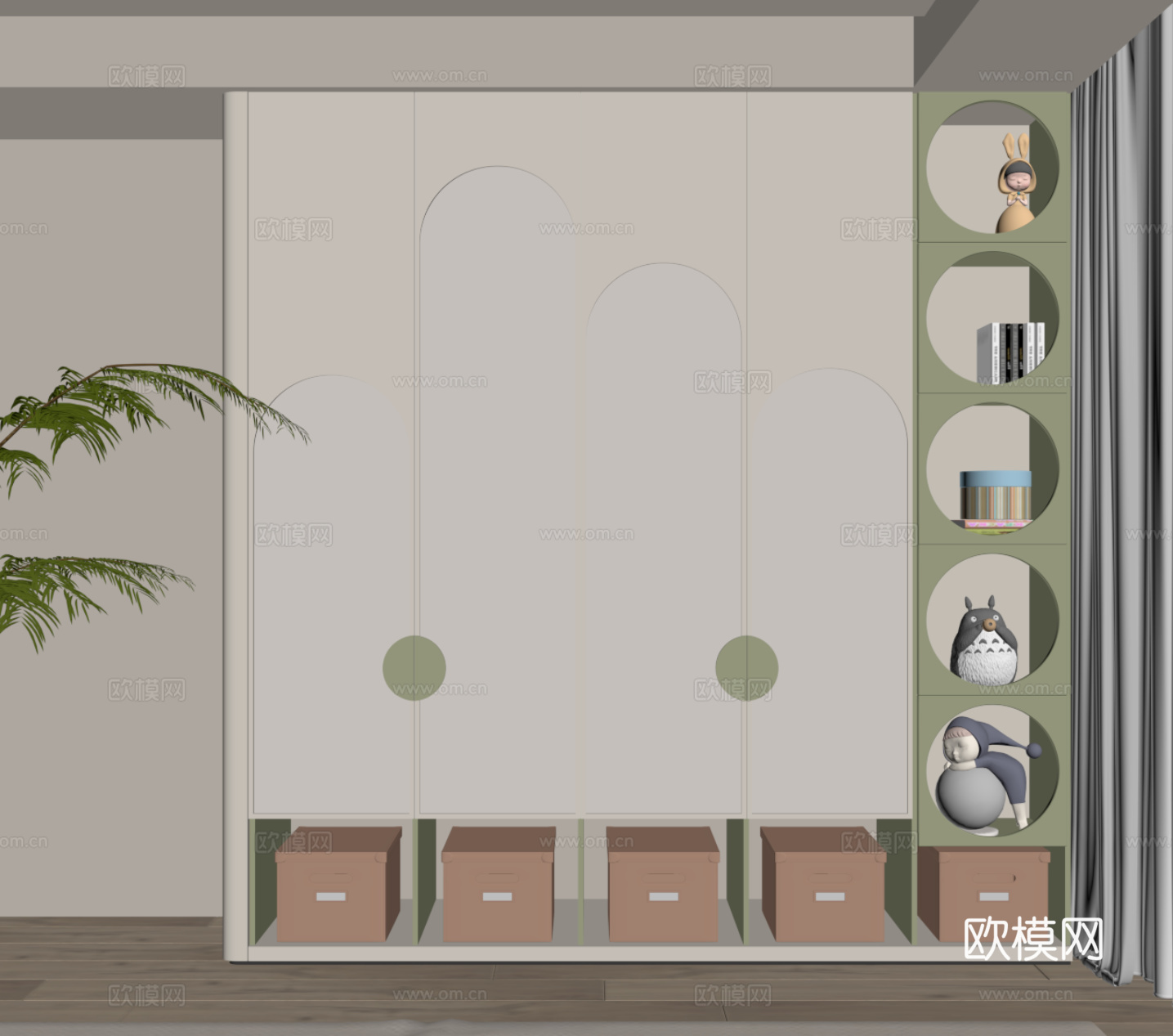 现代简约衣柜 儿童房衣柜su模型