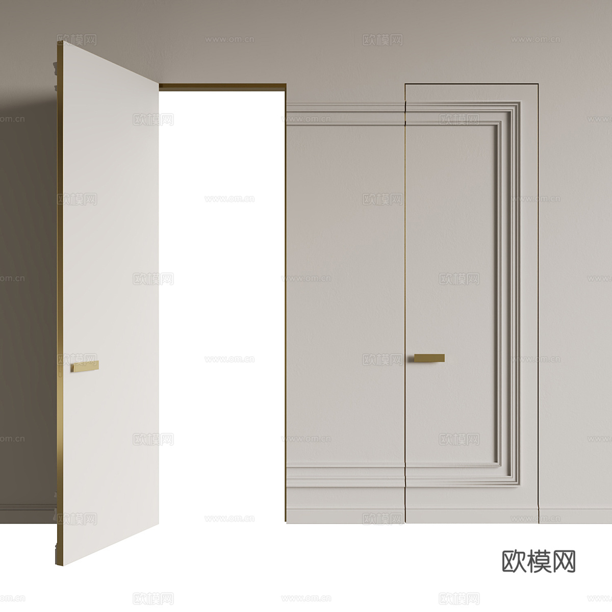 现代简约房间门 门 单开门 平开门 卧室门3d模型下载