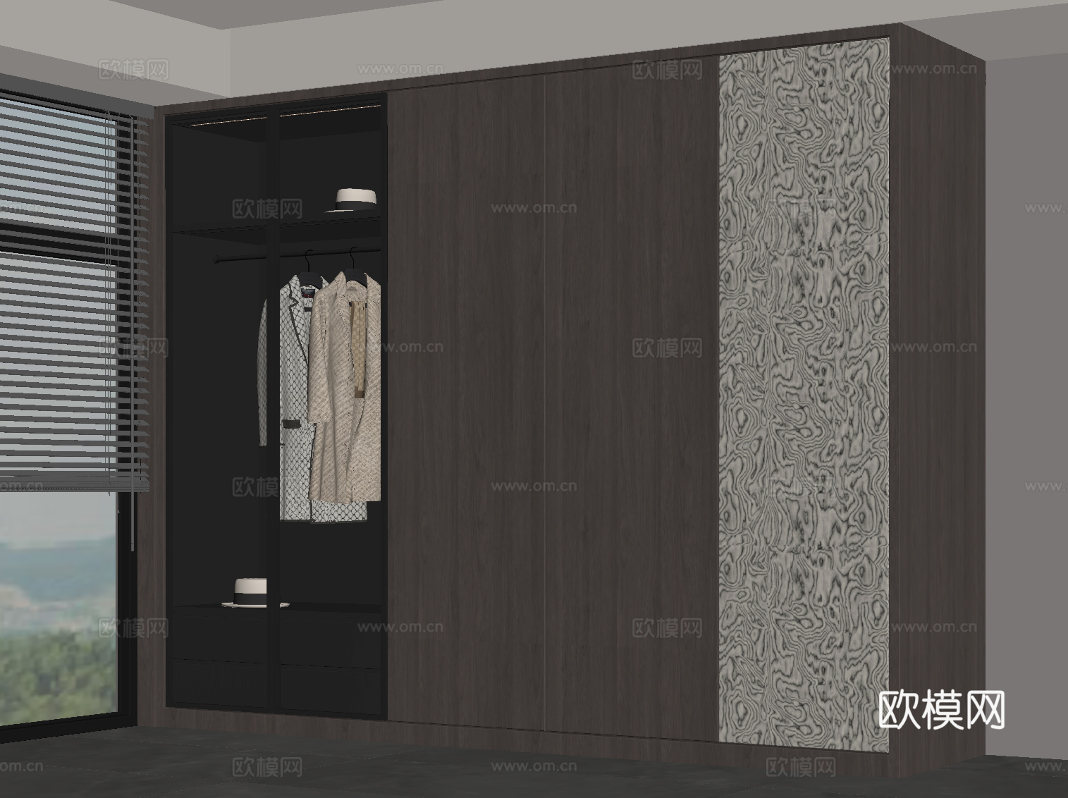 意式衣柜 成品衣柜su模型