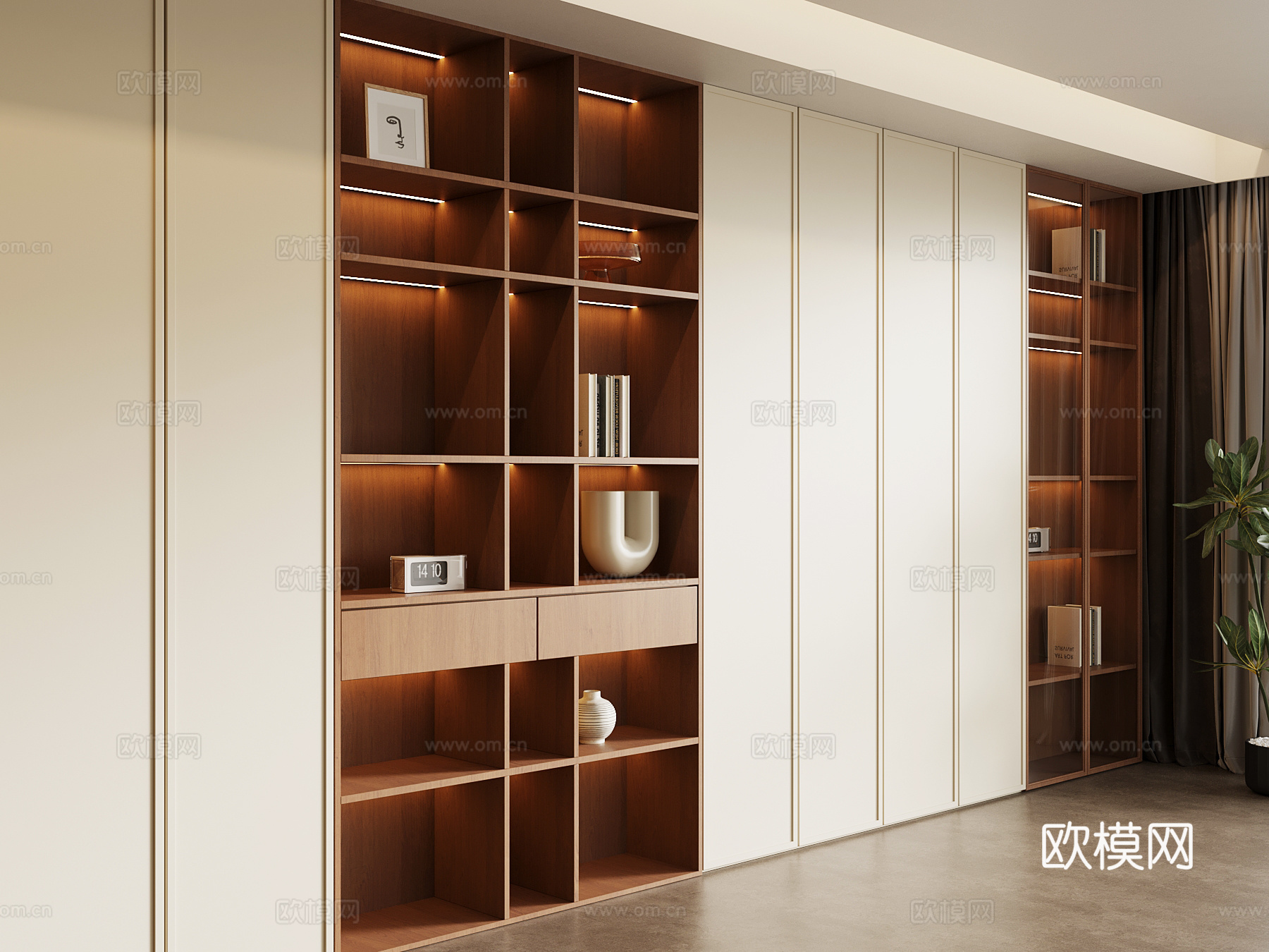 中古风书柜su模型