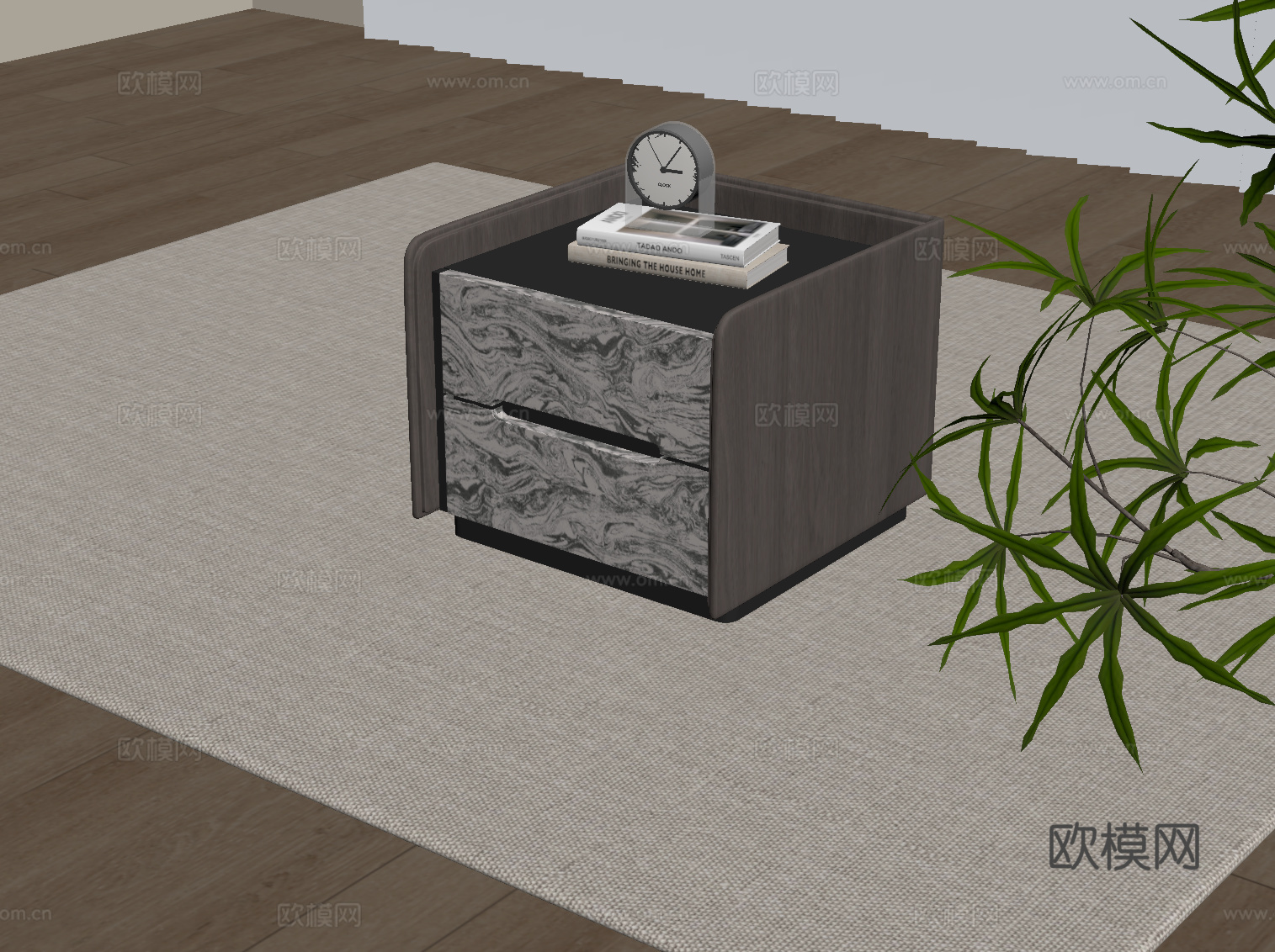 现代意式床头柜su模型