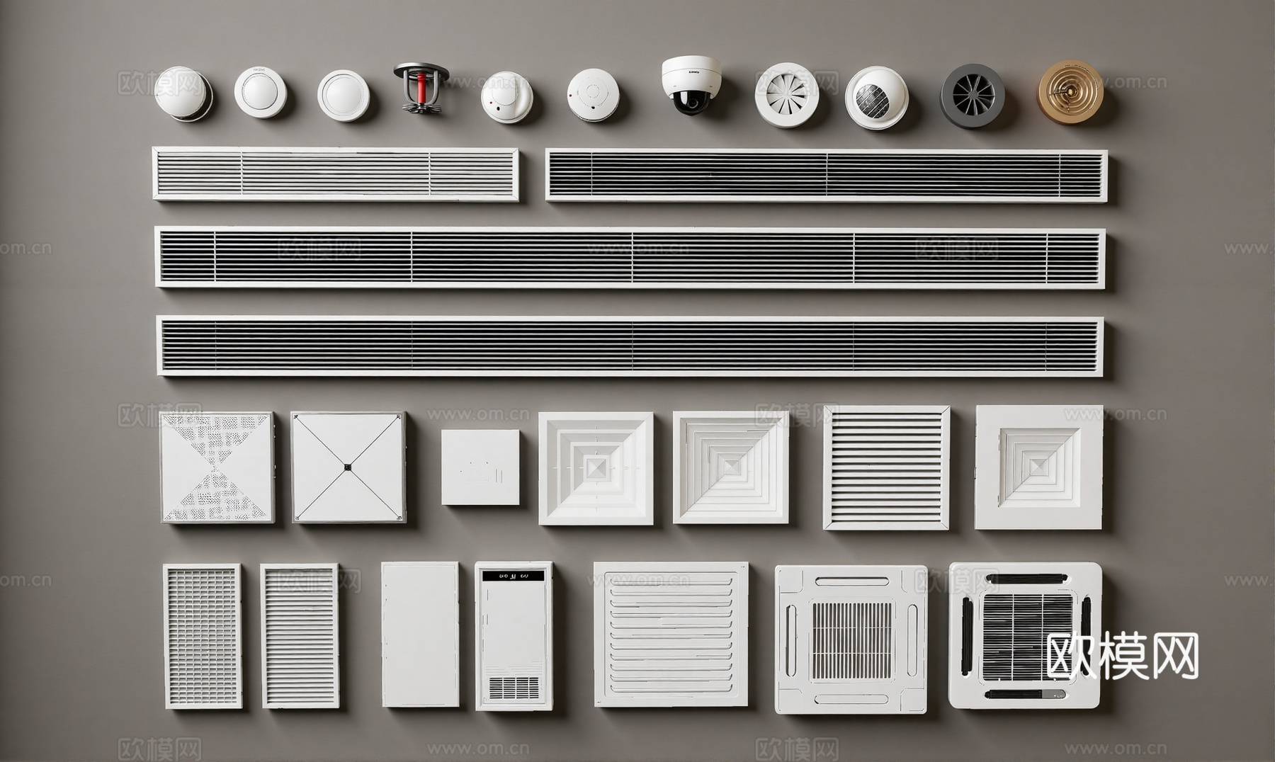 空调风口  监控  新风系统su模型